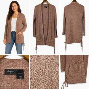 Daytrip Open Front Marled Duster Cardigan Sweater Medium